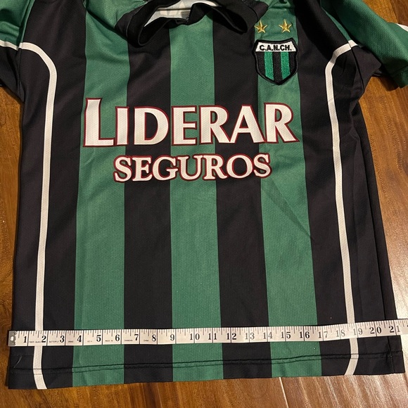 Striped green and black soccer jersey - see photos for measurements - Picture 4 of 4
